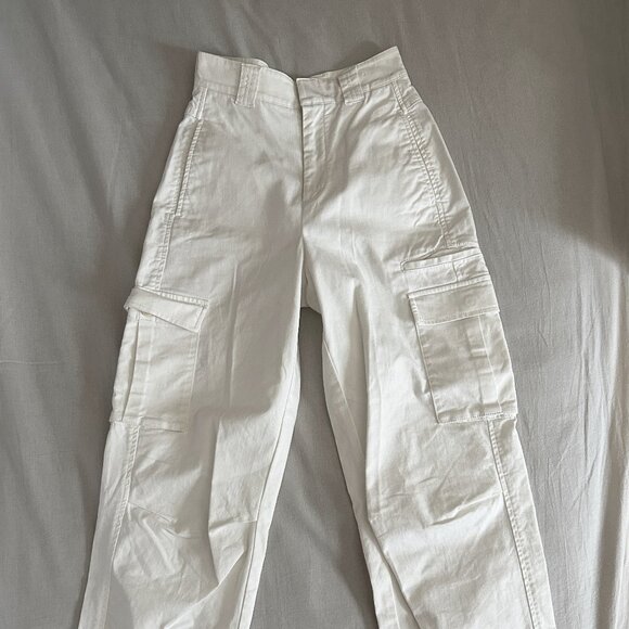 Babaton White High-rise Cargo Jeans, Size 00 - Picture 2 of 6